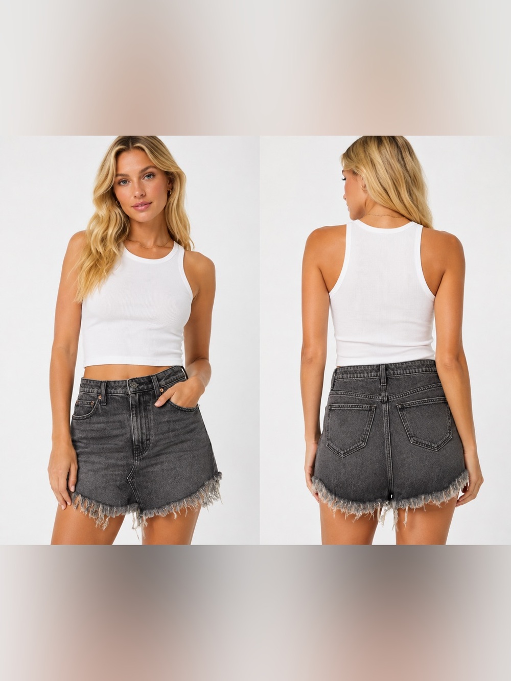 Free People Washed Black Frayed Denim New with Tags Mini Skirt